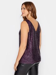 Long Tall Sally Purple Sequin Swing Vest Top - Image 2 of 4