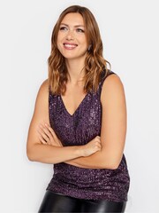 Long Tall Sally Purple Sequin Swing Vest Top - Image 3 of 4