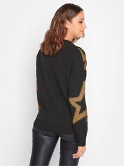 Long Tall Sally Black Tinsel Star Jumper - Image 2 of 4
