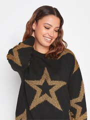 Long Tall Sally Black Tinsel Star Jumper - Image 4 of 4