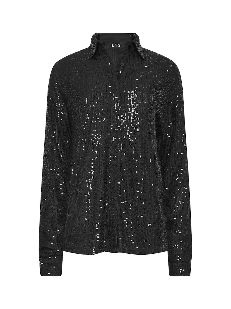 Long Tall Sally Black Sequin Shirt - Image 2 of 2