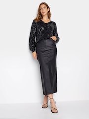 Long Tall Sally Black Sequin V-Neck Top - Image 4 of 6