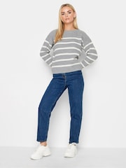 Grau - Pixiegirl Petite Gestreifter Rundhalspullover - Bild 2 von 4