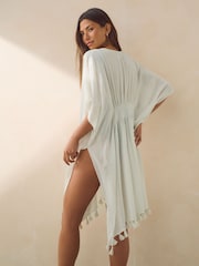 White Sparkle Longline Kimono Cover-Up - Image 2 of 6
