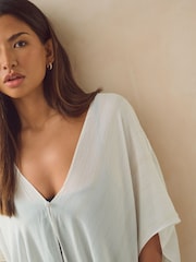 White Sparkle Longline Kimono Cover-Up - Image 3 of 6