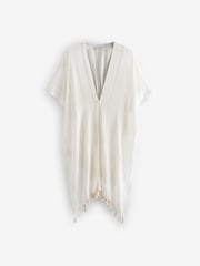 White Sparkle Longline Kimono Cover-Up - Image 5 of 6