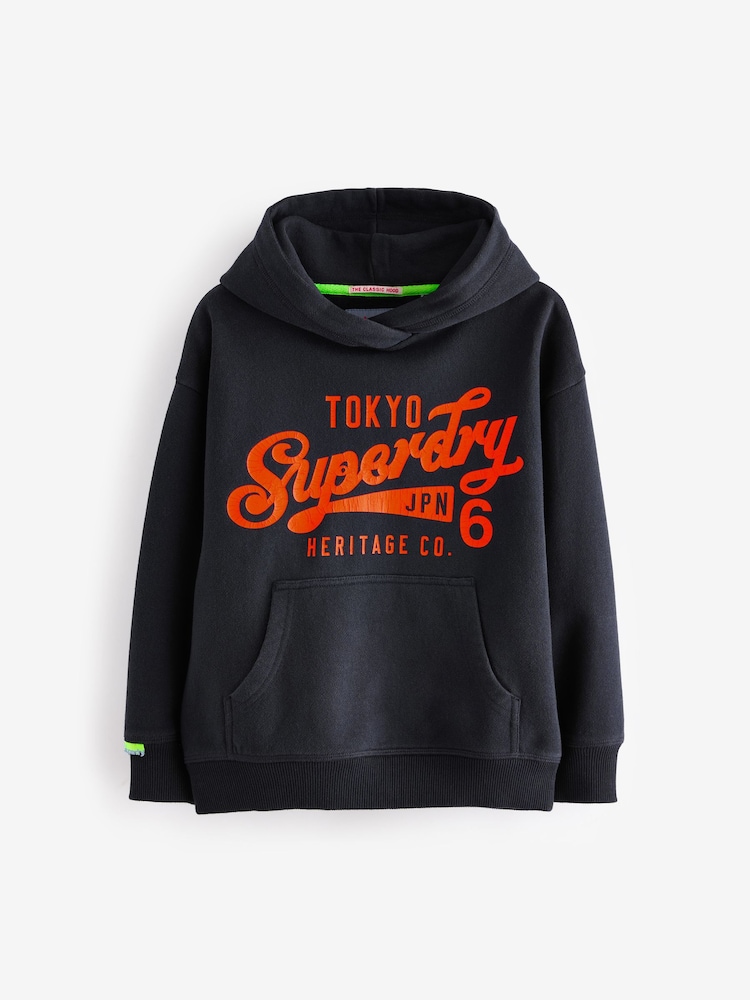 Granatowy - Superdry Logo Hoodie - Image 5 of 8