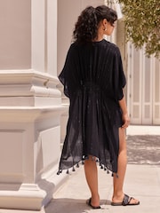 Black Sparkle Longline Kimono Cover-Up - Image 2 of 6