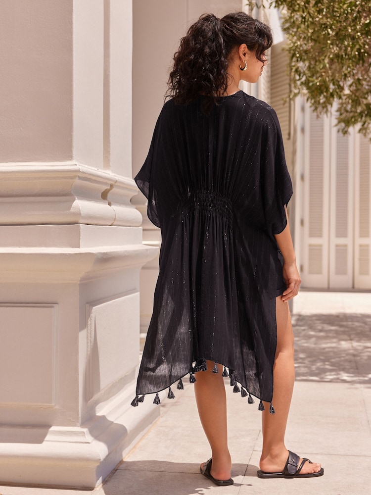 Black Sparkle Longline Kimono Cover-Up - Image 2 of 6