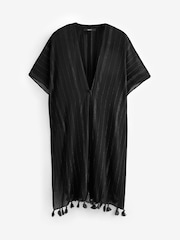 Black Sparkle Longline Kimono Cover-Up - Image 5 of 6