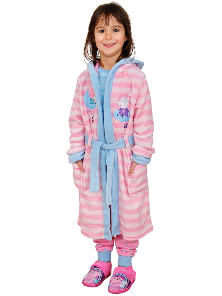 Character Pink 100% Cotton Peppa Pig Dressing Gown and Pyjama Set - Image 6 of 7