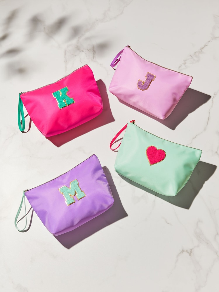 Alphabet Monogram Letter Patch Makeup Bag - Image 1 of 6