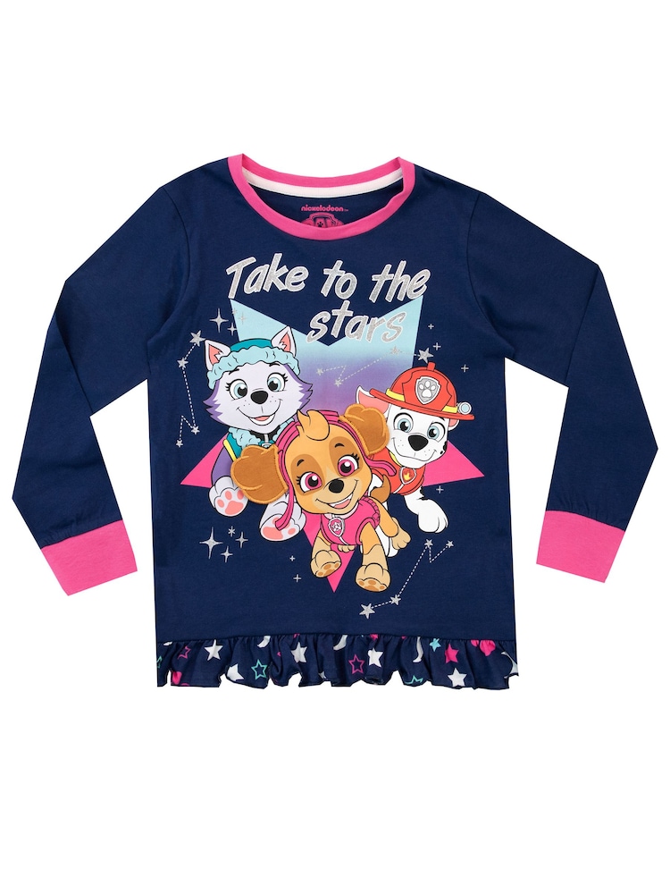 Character Blue Stars Paw Patrol Printed 100% Cotton Long Sleeve Pyjamas - Image 3 of 5