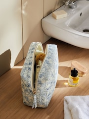 Blue Tropical Print Quilted Makeup Bag - Image 2 of 6
