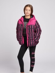 Elle Cut & Sew Pink Print Puffer Coat - Image 3 of 10