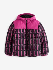 Elle Cut & Sew Pink Print Puffer Coat - Image 6 of 10
