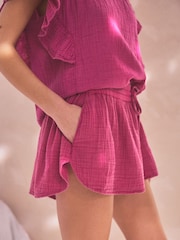 Rosa mit Crinkle-Effekt - Shorts aus 100 % Baumwolle - Bild 1 von 6