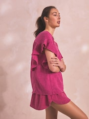 Rosa mit Crinkle-Effekt - Shorts aus 100 % Baumwolle - Bild 4 von 6