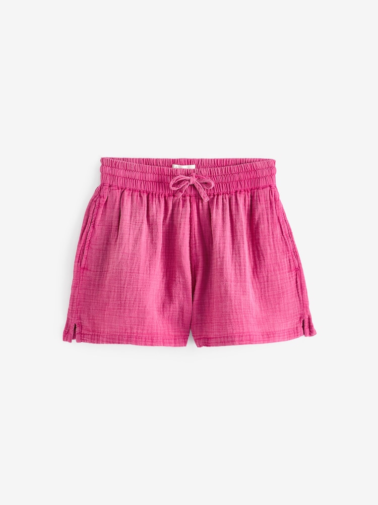 Rosa mit Crinkle-Effekt - Shorts aus 100 % Baumwolle - Bild 6 von 6