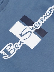 Ben Sherman Light Blue Boys Mod Script Crew Neck Sweatshirt - Image 3 of 3