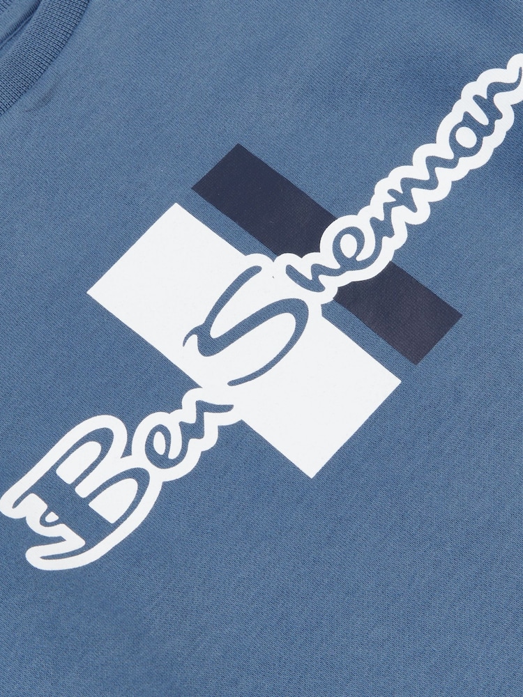 Ben Sherman Light Blue Boys Mod Script Crew Neck Sweatshirt - Image 3 of 3