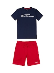 Ben Sherman Red Boys Short Sleeve T-Shirt and Short Set - Image 1 of 2