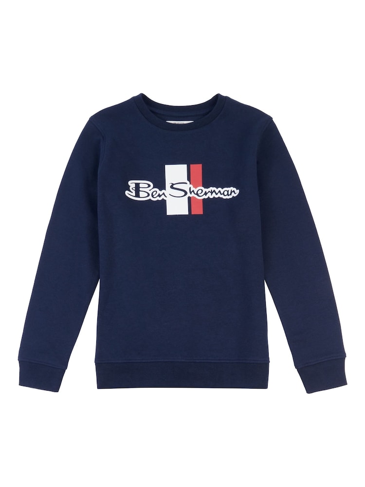 Ben Sherman Blue Boys Mod Script Crew Neck Sweatshirt - Image 1 of 3