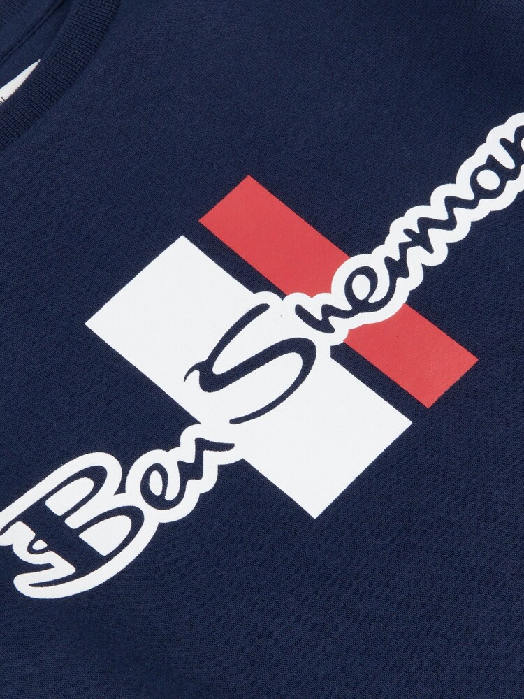 Ben Sherman Blue Boys Mod Script Crew Neck Sweatshirt - Image 3 of 3