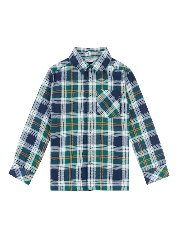 Ben Sherman Blue Boys Hopsack Check Shirt - Image 1 of 3