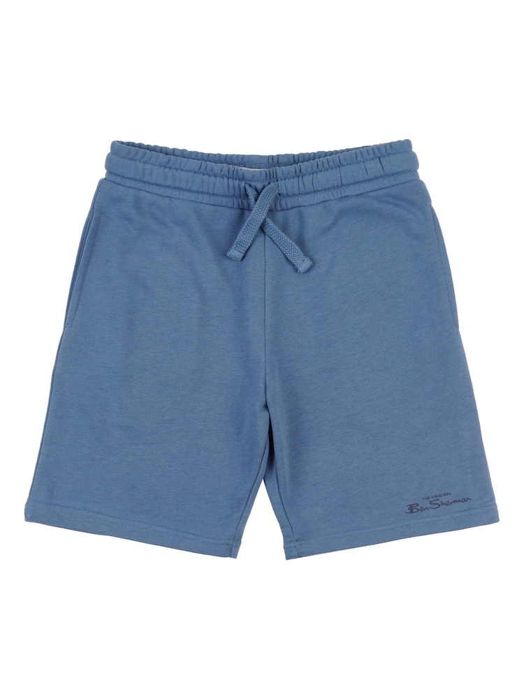 Ben Sherman Blue Boys 100% Cotton Script Sweat Shorts - Image 1 of 3