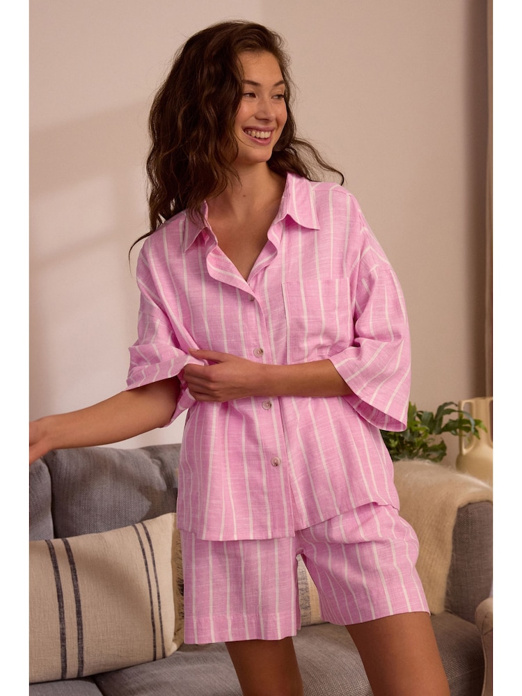 Pink Stripe Linen Blend Shirt - Image 1 of 1