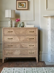 Nina Campbell Light Brown 4 Drawer Tedworth Chest - Image 1 of 9