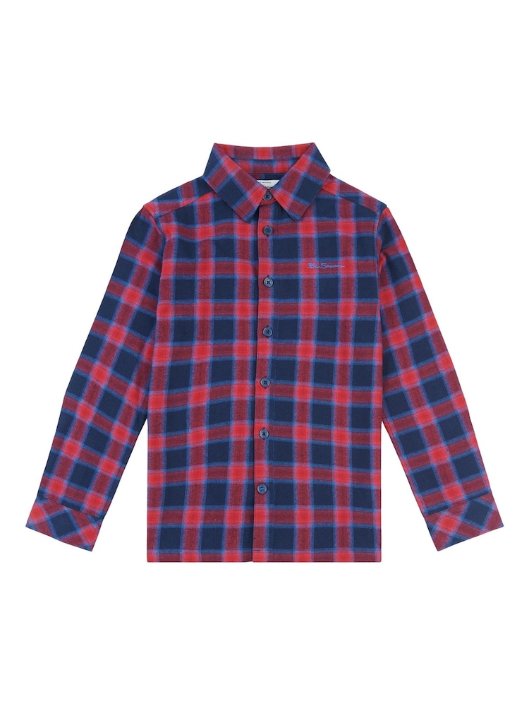 Ben Sherman Blue Boys Brushed Twill Check Shirt - Image 1 of 4