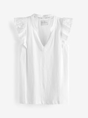 White Broderie Frill T-Shirt - Image 4 of 5