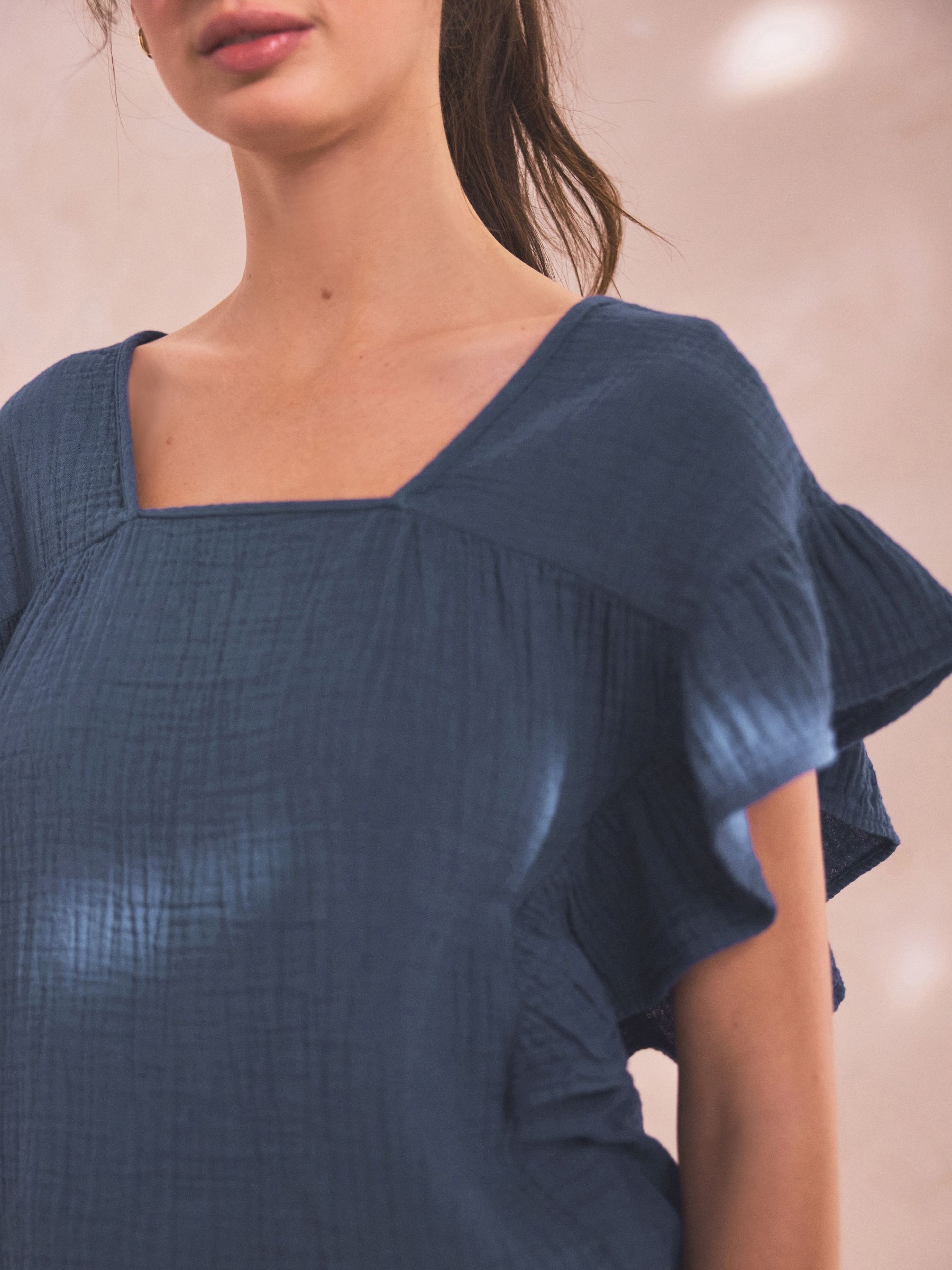 indigo tuck frill long shirts NAVYタグ付き新品 【公式通販】