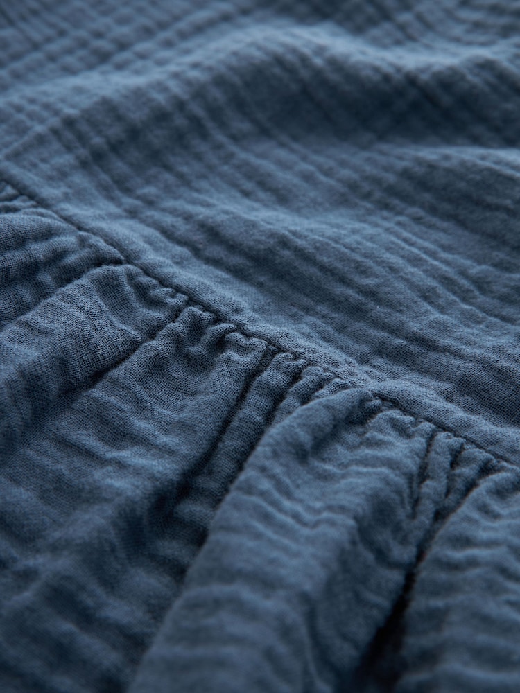 Indigoblau - 100% Baumwoll-Crinkle-Top mit Rüschenärmeln - Bild 7 von 7 Indigoblau - 100% Baumwoll-Crinkle-Top mit Rüschenärmeln - Bild 7 von 7