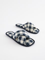 Navy Check Crossover Slider Slippers - Image 3 of 7