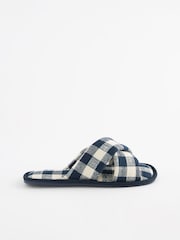 Navy Check Crossover Slider Slippers - Image 4 of 7