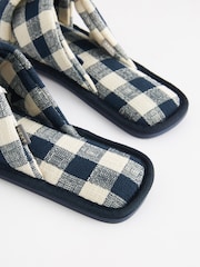 Navy Check Crossover Slider Slippers - Image 6 of 7
