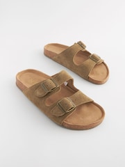 Green Suede Buckle Slider Slippers - Image 3 of 7