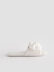White Broderie Bow Slider Slippers - Image 4 of 7