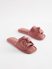 Pink Broderie Bow Slider Slippers - Image 3 of 7
