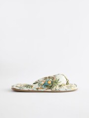 Multi Pastel Palm Print Flip Flop Slippers - Image 2 of 5