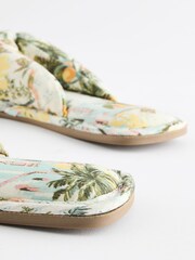 Multi Pastel Palm Print Flip Flop Slippers - Image 3 of 5