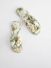 Multi Pastel Palm Print Flip Flop Slippers - Image 4 of 5