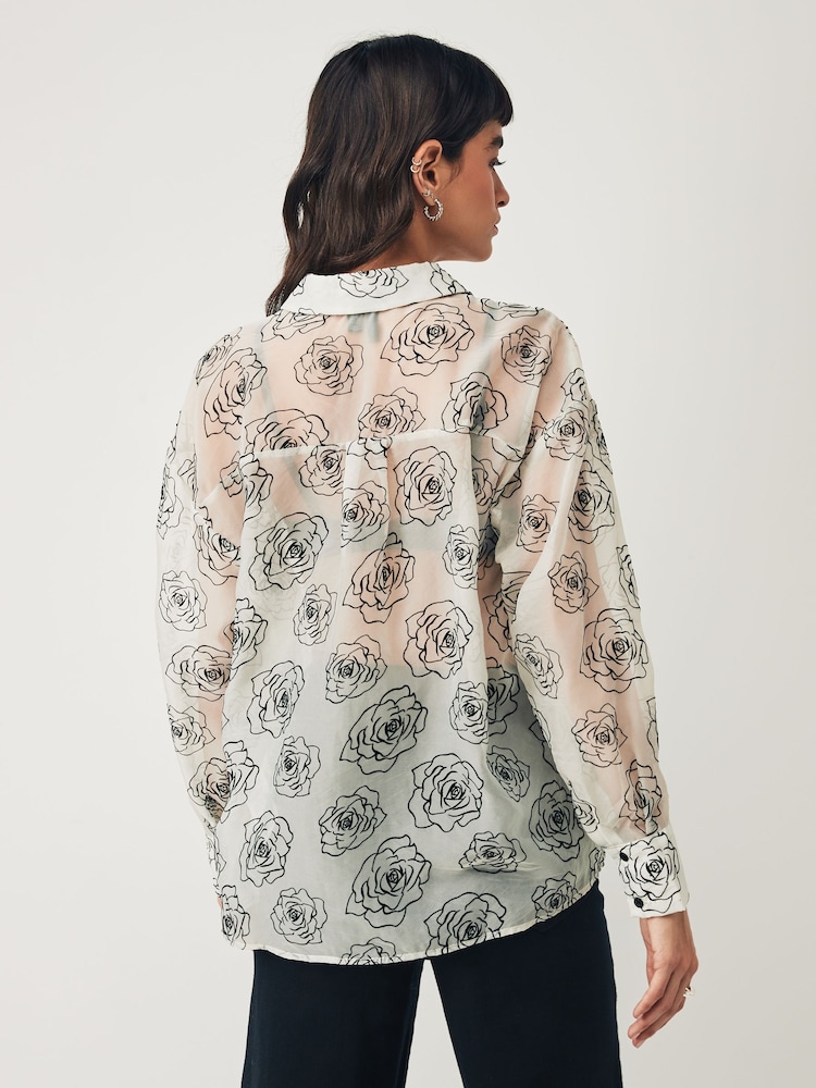 VERO MODA White Relaxed Fit Printed Shirt - Image 2 of 4 VERO MODA White Relaxed Fit Printed Shirt - Image 2 of 4