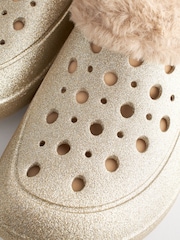 Gold Faux Fur Lined Clog Slippers Womens - Image 5 of 6