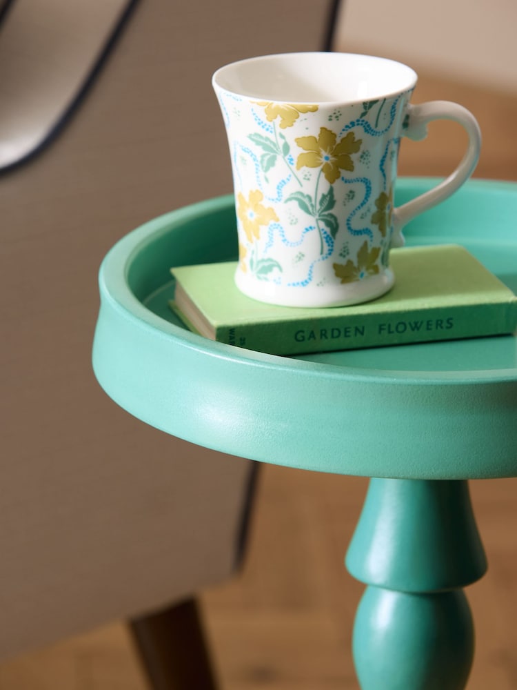 Nina Campbell Teal Blue Wood Gambit Side Table - Image 2 of 4