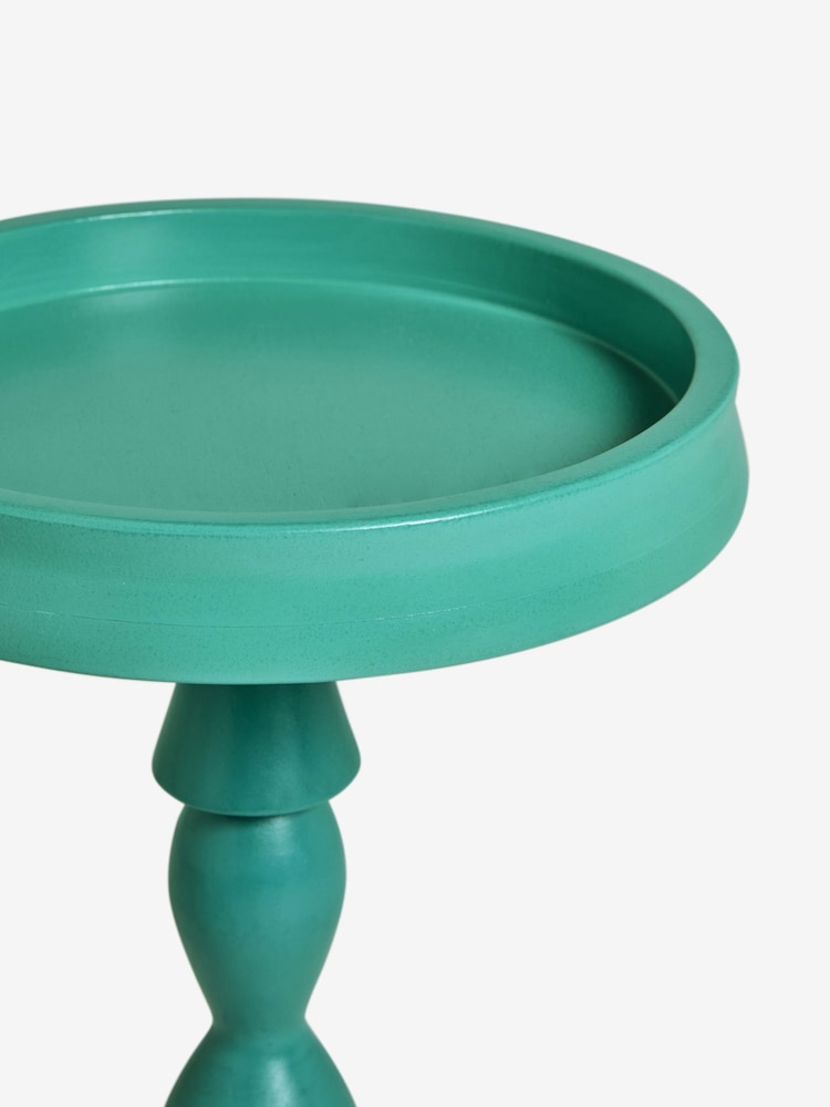 Nina Campbell Teal Blue Wood Gambit Side Table - Image 4 of 4