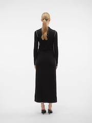 VERO MODA Black Ribbed Jersey Long Sleeved Maxi Dress With Contrast Stitching - Image 2 of 6